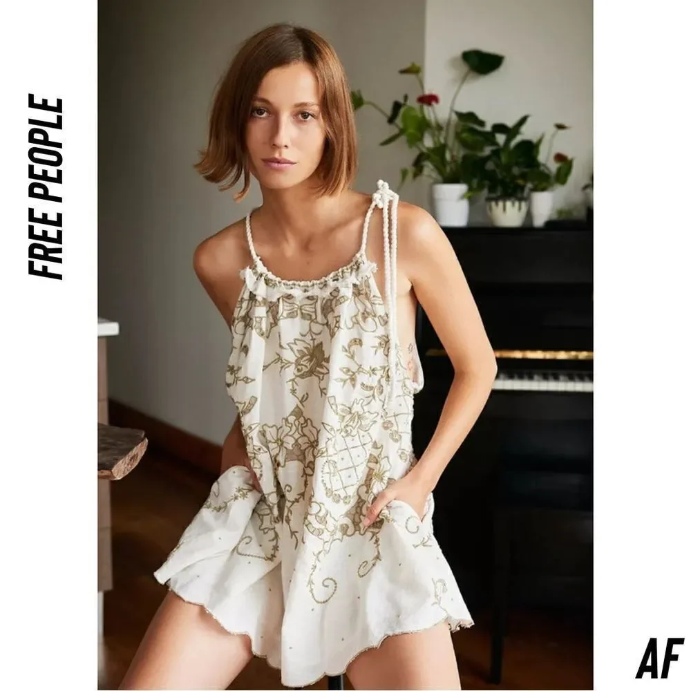 Free People One and Only Swing Mini Dress Ivory New SP